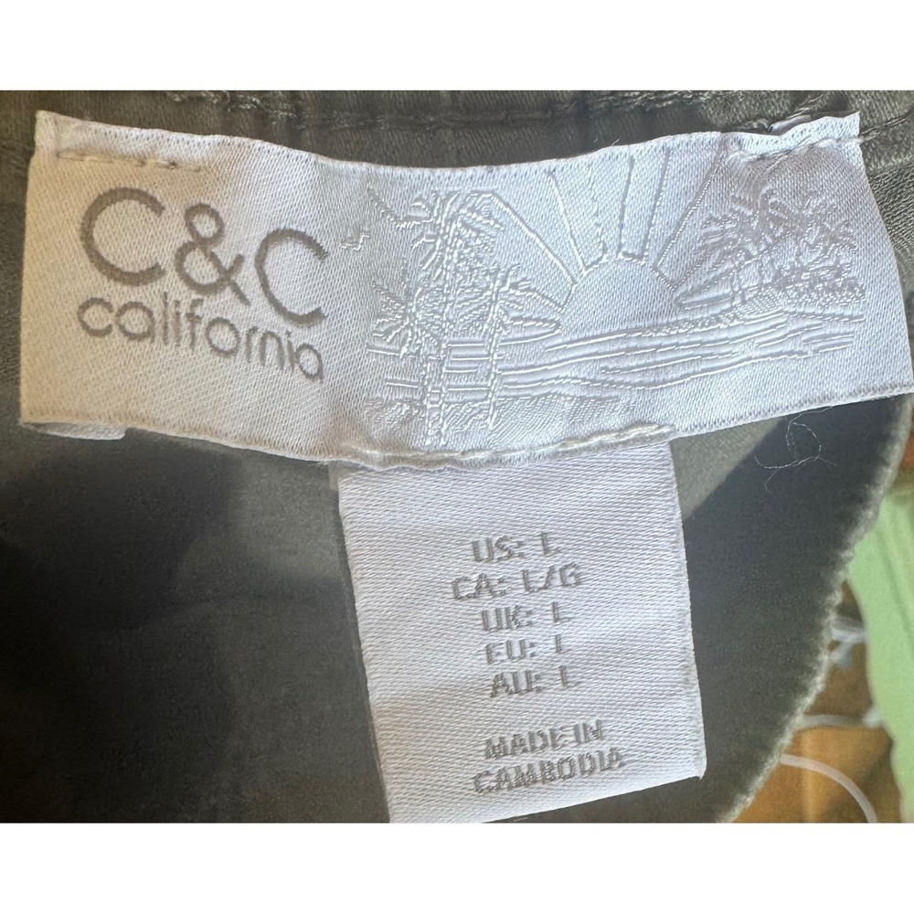 C&C California Womens Jogger Pants Olive Green Cotton Blend Size L Drawstring - Picture 6 of 9